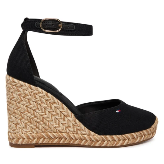 Zdjęcie produktu Espadryle Tommy Hilfiger Flag High Wedge Espad Closed Toe FW0FW09225 Czarny