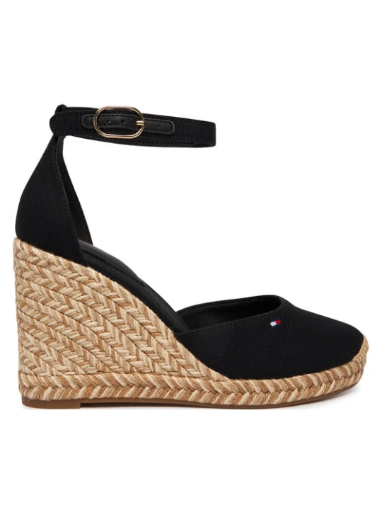 Zdjęcie produktu Espadryle Tommy Hilfiger Flag High Wedge Espad Closed Toe FW0FW09225 Czarny