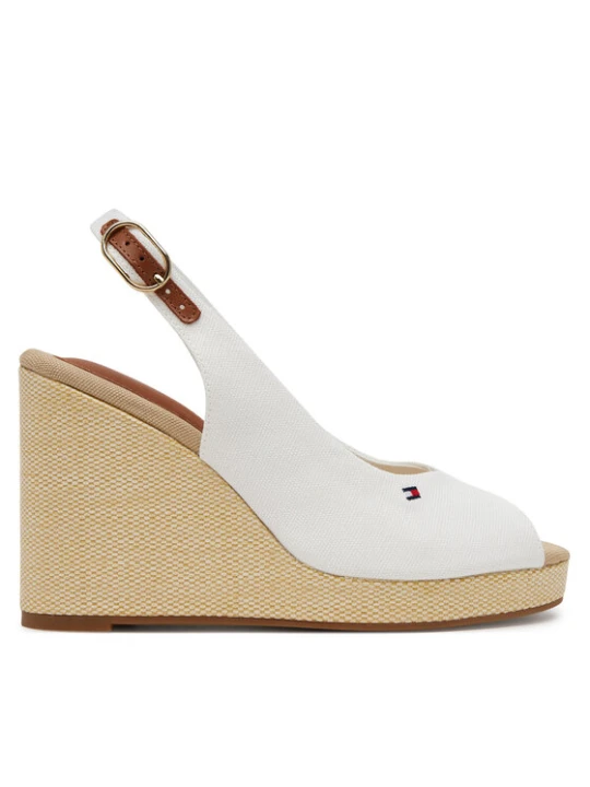 Zdjęcie produktu Espadryle Tommy Hilfiger Flag High Wedge Espad Slingback FW0FW08597 Biały