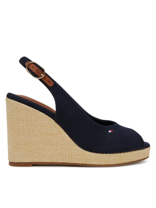 Zdjęcie produktu Espadryle Tommy Hilfiger Flag High Wedge Espad Slingback FW0FW08597 Granatowy