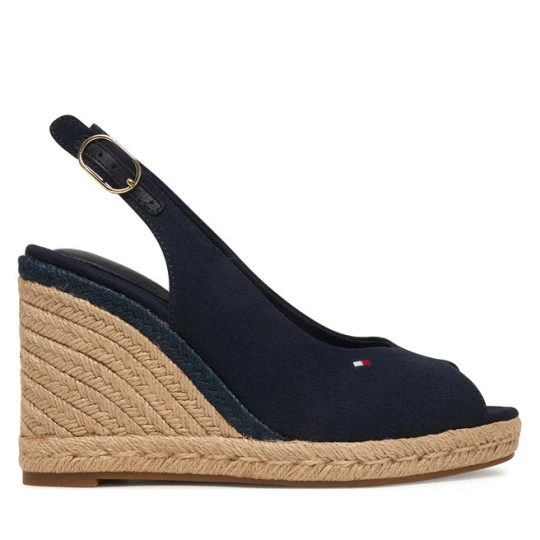 Zdjęcie produktu Espadryle Tommy Hilfiger Flag High Wedge Espad Slingback FW0FW09343 Granatowy