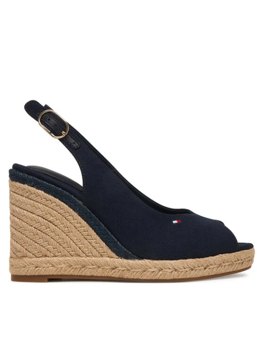 Zdjęcie produktu Espadryle Tommy Hilfiger Flag High Wedge Espad Slingback FW0FW09343 Granatowy