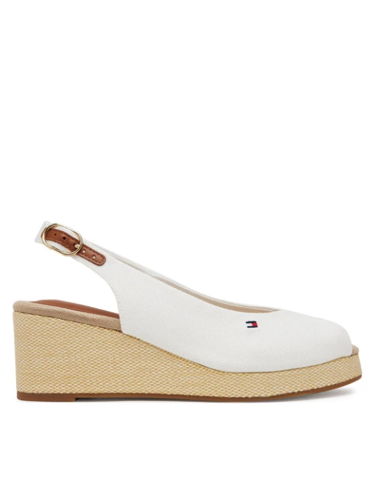 Zdjęcie produktu Espadryle Tommy Hilfiger Flag Mid Wedge Espad Slingback FW0FW08595 Biały
