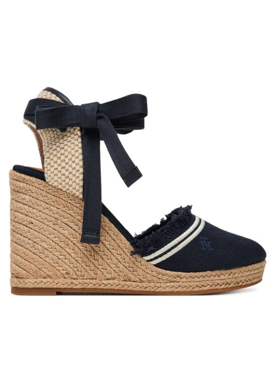 Zdjęcie produktu Espadryle Tommy Hilfiger Fringe Canvas High Wedge FW0FW08878 Granatowy