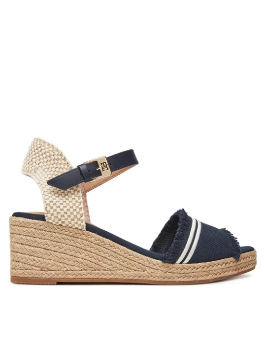 Zdjęcie produktu Espadryle Tommy Hilfiger Fringe Canvas Medium Wedge FW0FW08879 Granatowy