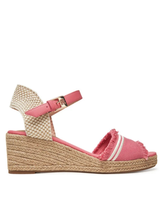 Zdjęcie produktu Espadryle Tommy Hilfiger Fringe Canvas Medium Wedge FW0FW08879 Różowy