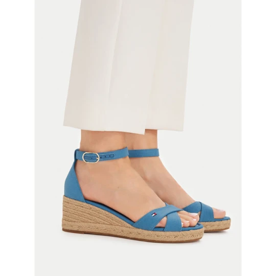 Zdjęcie produktu Espadryle Tommy Hilfiger Hemp Crossover Strap Wedge Espadrilles FW0FW09332 Niebieski