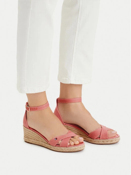 Zdjęcie produktu Espadryle Tommy Hilfiger Hemp Crossover Strap Wedge Espadrilles FW0FW09332 Różowy