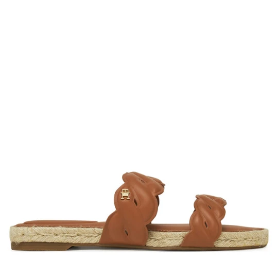 Zdjęcie produktu Espadryle Tommy Hilfiger Leather Rope Espadrille Mule FW0FW08503 Brązowy