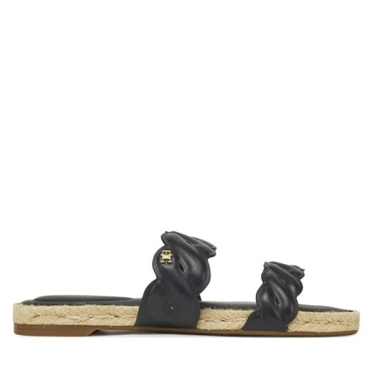 Zdjęcie produktu Espadryle Tommy Hilfiger Leather Rope Espadrille Mule FW0FW08503 Czarny