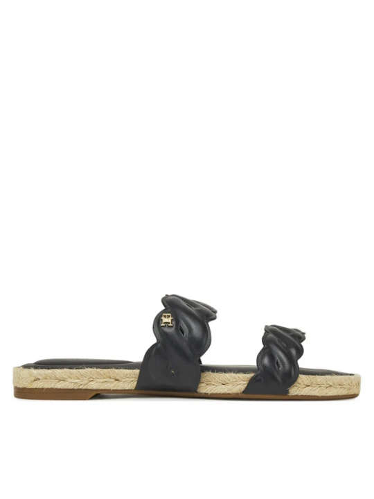 Zdjęcie produktu Espadryle Tommy Hilfiger Leather Rope Espadrille Mule FW0FW08503 Czarny