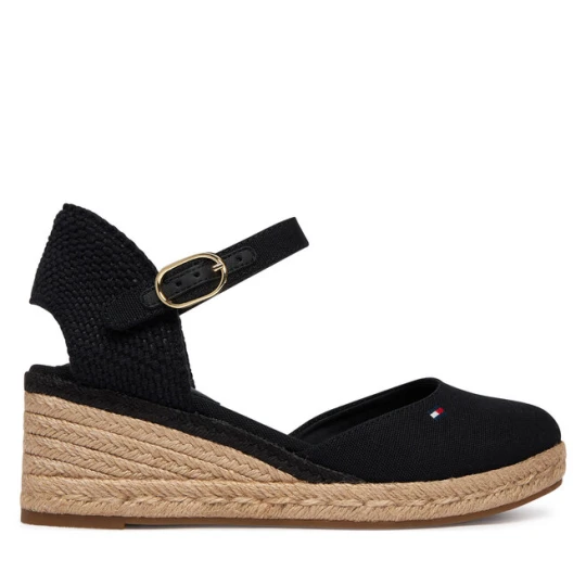 Zdjęcie produktu Espadryle Tommy Hilfiger Mid Wedge Espad Closed Toe FW0FW09233 Czarny