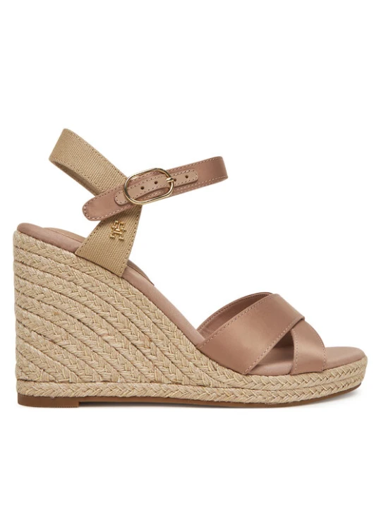 Zdjęcie produktu Espadryle Tommy Hilfiger Satin High Wedge Espadrille FW0FW08602 Różowy