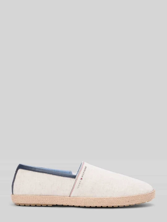 Zdjęcie produktu Espadryle z czystej bawełny z napisem z logo Tommy Hilfiger Biały