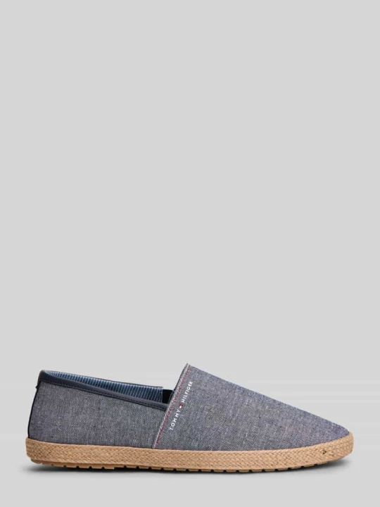 Zdjęcie produktu Espadryle z czystej bawełny z napisem z logo Tommy Hilfiger Ciemnoniebieski