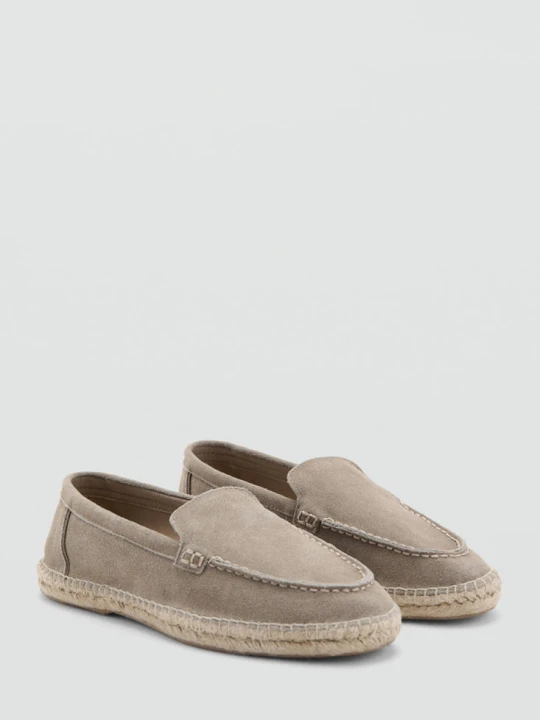 Zdjęcie produktu Espadryle ze skóry i juty średni brązowy - Mężczyzna - MANGO MAN