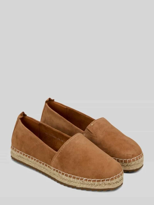Zdjęcie produktu Espadryle ze skóry welurowej model 'GEM' Marc O'Polo Koniakowy