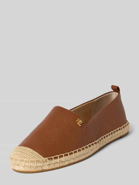 Zdjęcie produktu Espadryle ze skóry z detalem z logo model ‘CAMERYN’ Lauren Ralph Lauren Camel