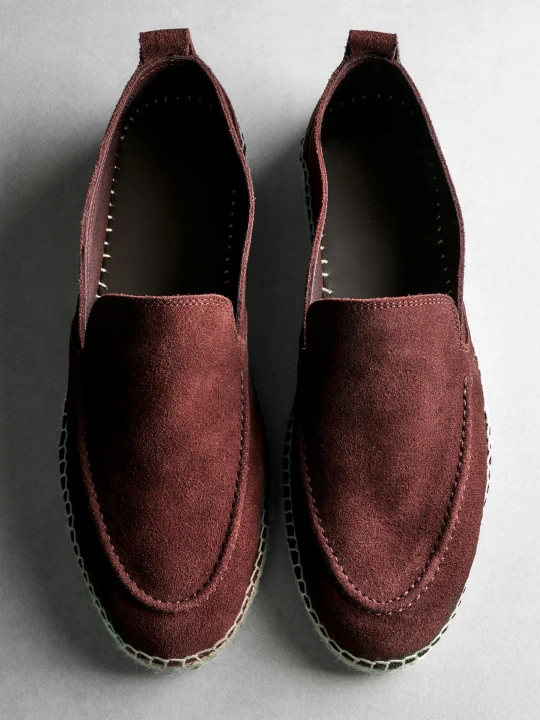 Zdjęcie produktu Espadryle Ze Skóry Z Wypukłym Szwem - Bordowy - Massimo Dutti - Male