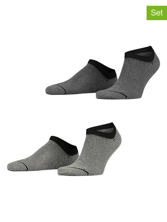 Zdjęcie produktu ESPRIT Skarpety (2 pary) "Allover Stripe" w kolorze czarnym rozmiar: 43-46