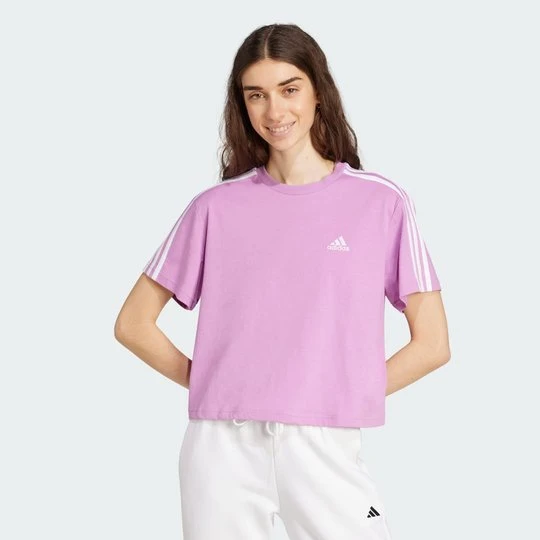 Zdjęcie produktu Essentials 3-Stripes Single Jersey Crop Top Adidas Preloved Purple