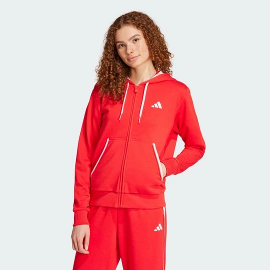 Zdjęcie produktu Essentials Color Pop French Terry Full-Zip Hoodie Adidas Pure Ruby