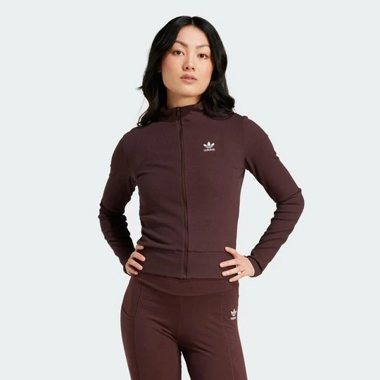 Zdjęcie produktu Essentials Ribbed Full-Zip Track Top Adidas Shadow Brown