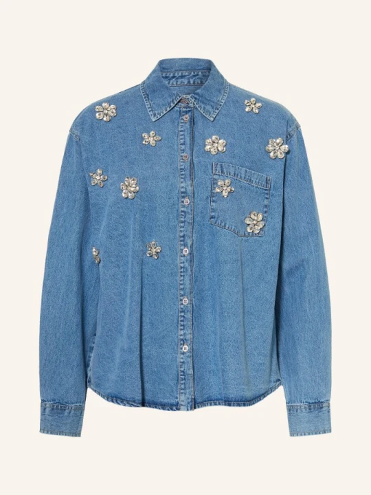 Zdjęcie produktu Essentiel Antwerp Bluzka Jeansowa Konnection Z Kamieniami Ozdobnymi blau NIEBIESKI