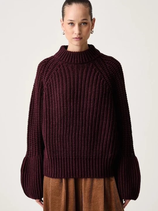 Zdjęcie produktu Essentiel Antwerp sweter damski z wełną Kristian bordowy