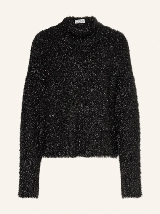 Zdjęcie produktu Essentiel Antwerp Sweter Istrana Z Błyszczącą Przędzą I Wiązaniem Pod Szyją schwarz CZARNY