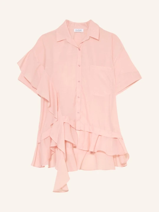 Zdjęcie produktu Esthé Bluzka Oversize Z Falbanami rosa BLADORÓŻOWY