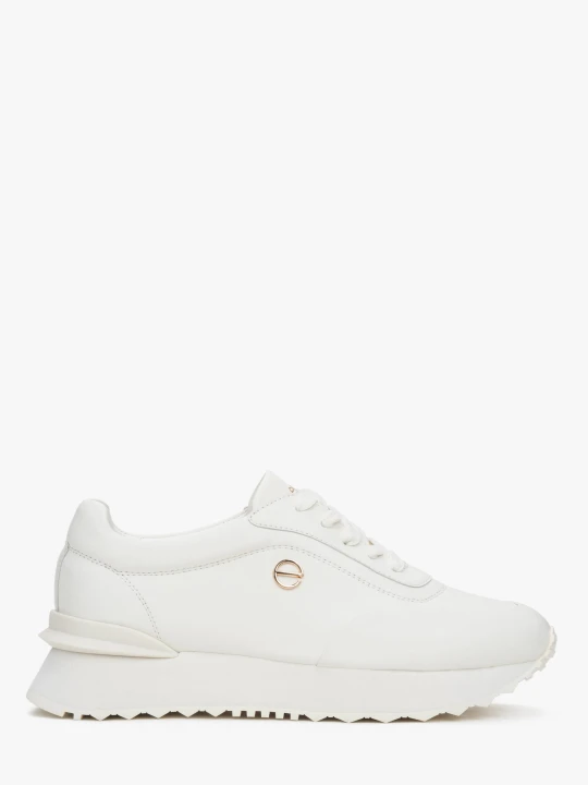 Zdjęcie produktu Estro: Białe skórzane sneakersy damskie ze sprężystą podeszwą