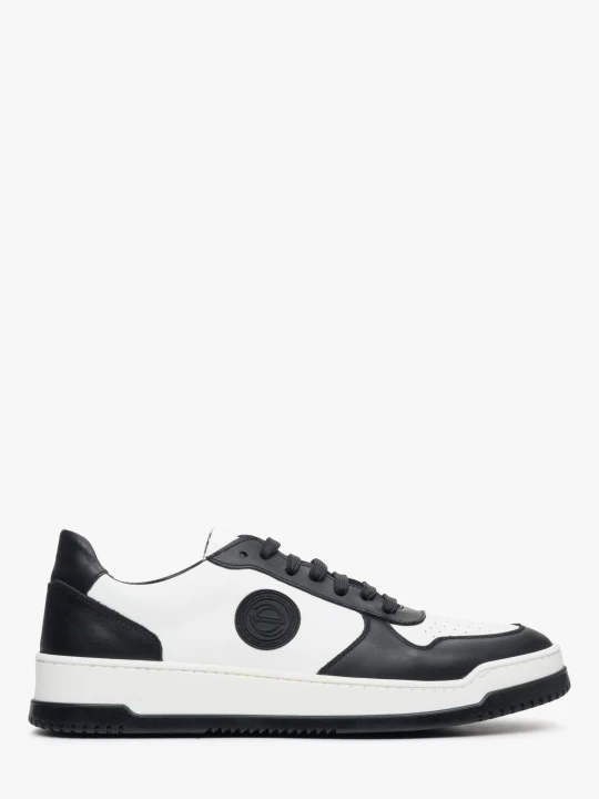 Zdjęcie produktu Estro: Biało-czarne sneakersy męskie z zamszu i skóry naturalniej