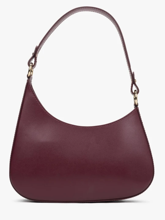 Zdjęcie produktu Estro: Bordowa torebka damska typu shoulder bag z włoskiej skóry naturalnej Premium czerwony