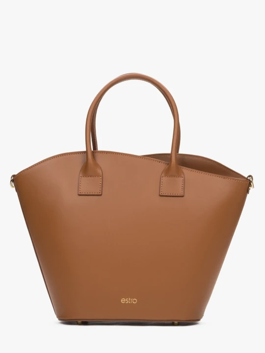 Zdjęcie produktu Estro: Brązowa torebka damska typu shopper z włoskiej skóry naturalnej Premium