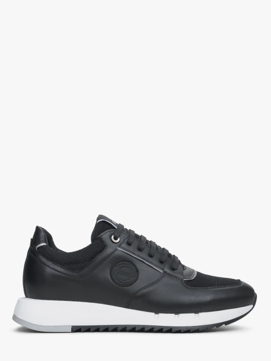 Zdjęcie produktu Estro: Czarne skórzane sneakersy męskie z elastyczną podeszwą