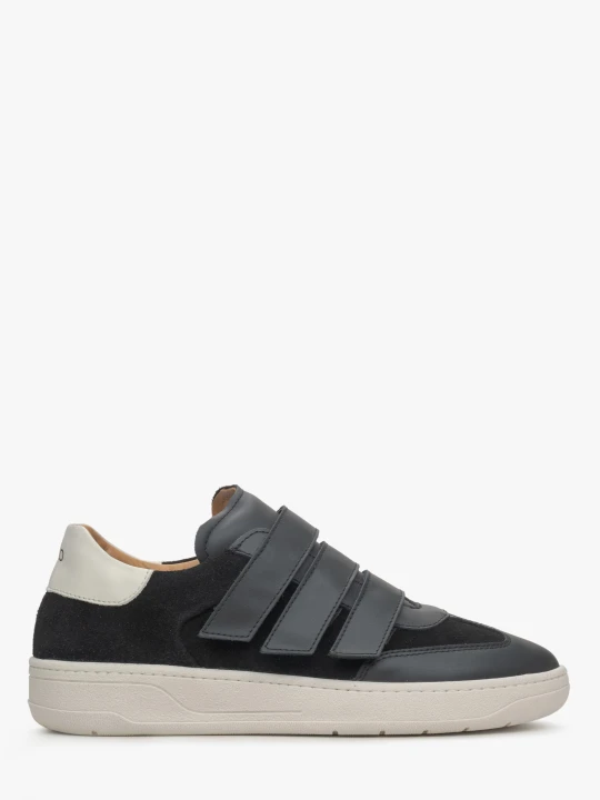 Zdjęcie produktu Estro: Czarne sneakersy damskie na rzep z włoskiej skóry naturalnej i weluru