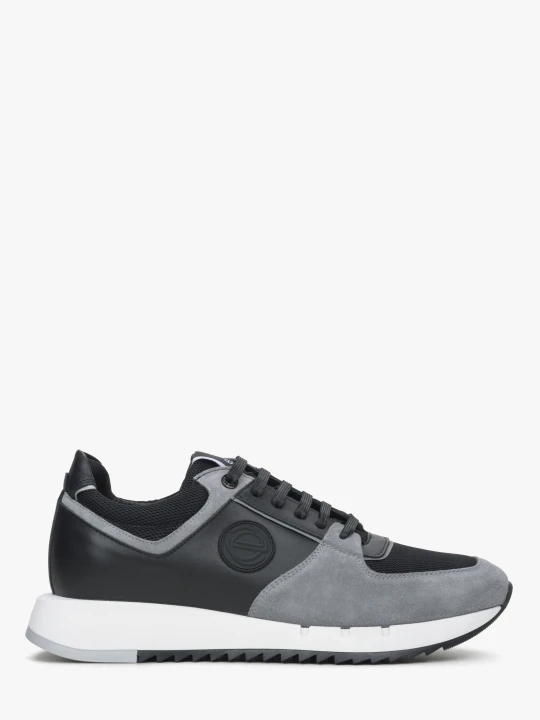 Zdjęcie produktu Estro: Czarno-szare sneakersy męskie z weluru z elastyczną podeszwą