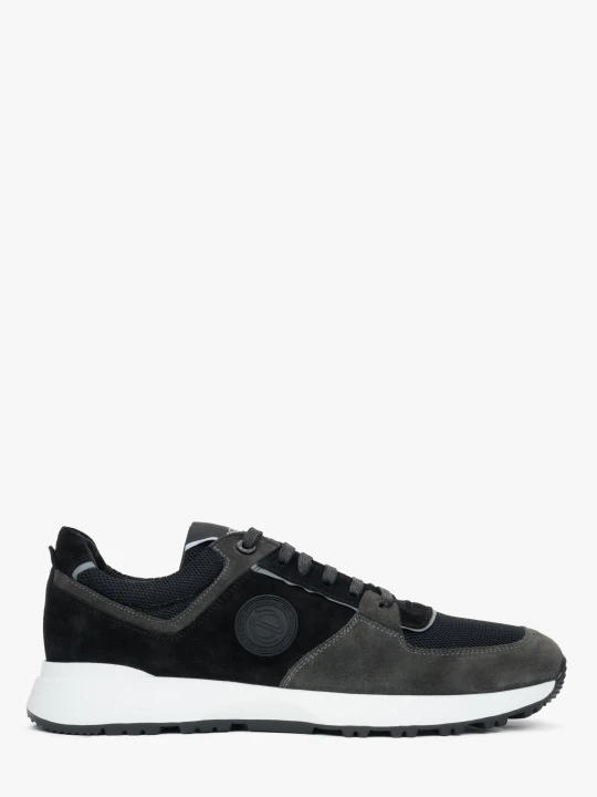 Zdjęcie produktu Estro: Czarno-szare sneakersy męskie z włoskiego weluru i skóry naturalnej Premium