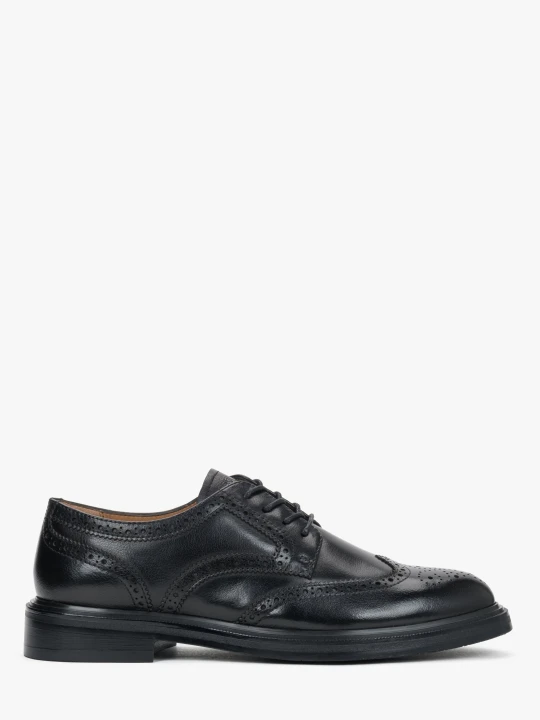 Zdjęcie produktu Estro: Klasyczne czarne półbuty damskie typu brogues ze skóry naturalnej