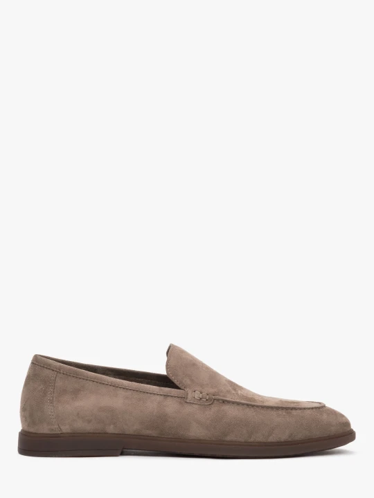 Zdjęcie produktu Estro: Podłużne loafersy męskie z weluru naturalnego w kolorze khaki