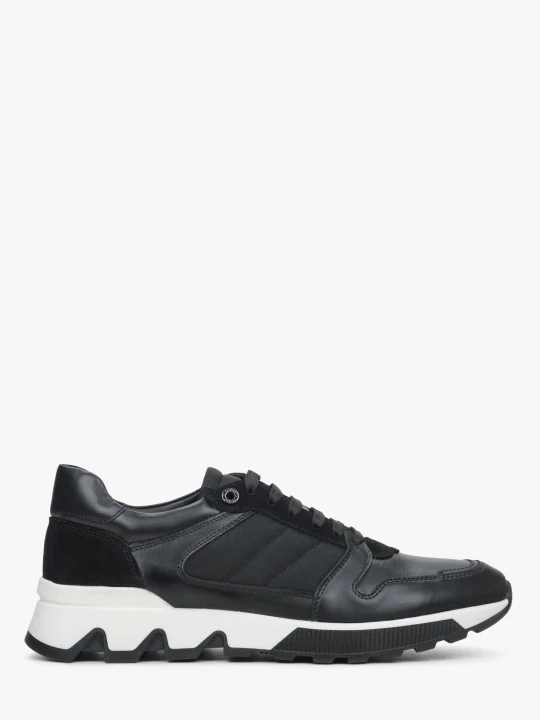 Zdjęcie produktu Estro: Skórzano-welurowe sneakersy męskie w kolorze czarnym