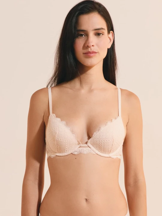 Zdjęcie produktu Biustonosz nr 2 - koronkowy push-up z głębokim dekoltem Etam Blush