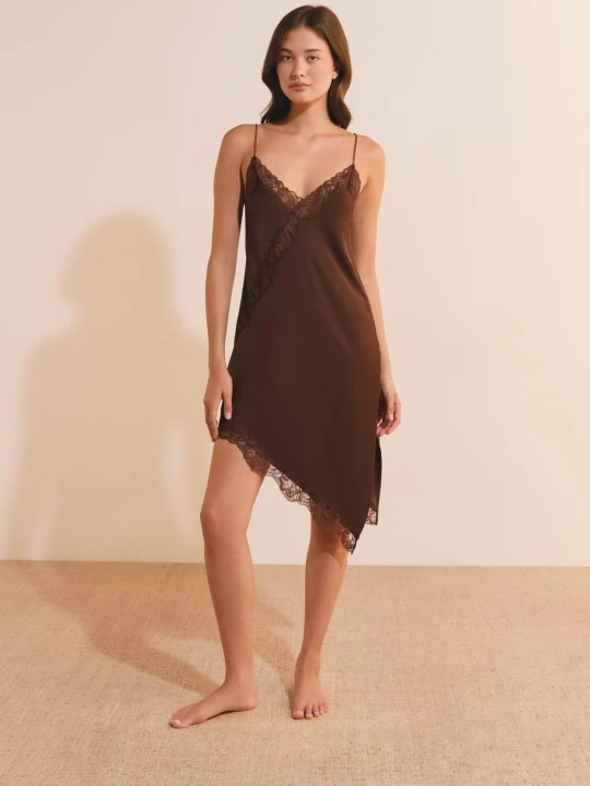 Zdjęcie produktu Koszulka nocna z koronkowymi detalami Etam Marron brun
