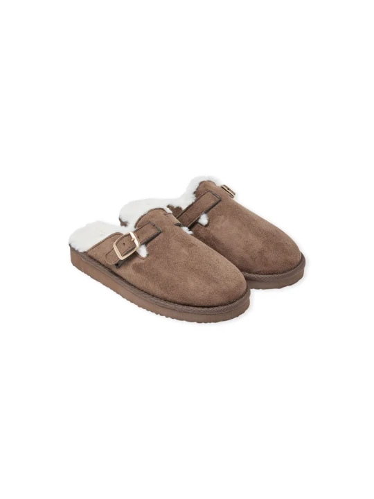 Zdjęcie produktu Kapcie typu mules z klamrą Etam brązowy