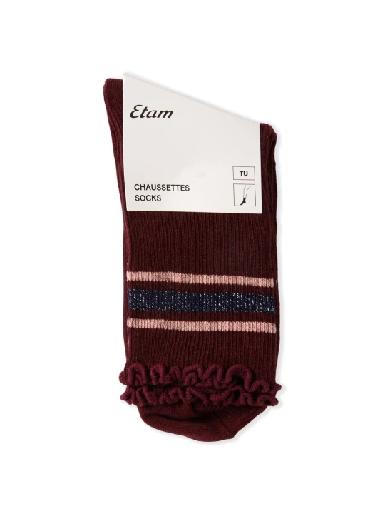 Zdjęcie produktu Skarpety z bawełną i brokatem Etam bordeaux