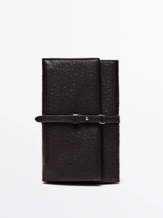 Zdjęcie produktu Etui Na Biżuterię Ze Skóry Nappa O Teksturze - Brązowy - Massimo Dutti - Female