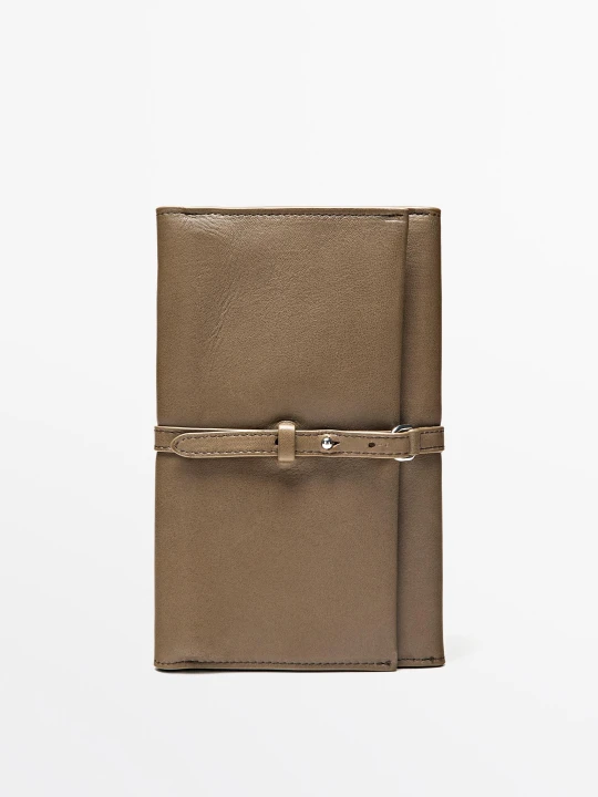 Zdjęcie produktu Etui Na Biżuterię Ze Skóry Nappa - Szarobrązowy - Massimo Dutti - Female