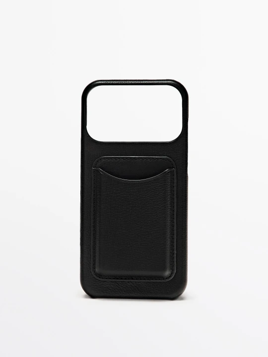 Zdjęcie produktu Etui Na Iphone 17 Pro Max Ze Skóry Nappa - Czarny - Massimo Dutti - Male