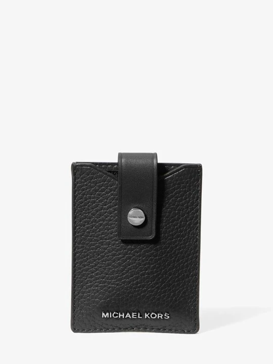 Zdjęcie produktu Etui na karty Hudson ze skóry groszkowej z zapięciem Michael Kors CZARNY (Czarny)